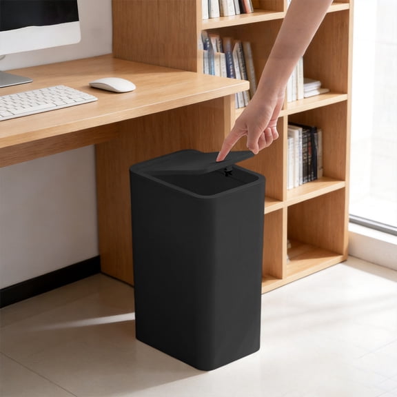 Small Trash Can With Lid Bathroom Garbage Can With Up Lid 13In Plastic Trash Waste Basket For Kitchen Bedroom Narrow Space,Garbage Bags