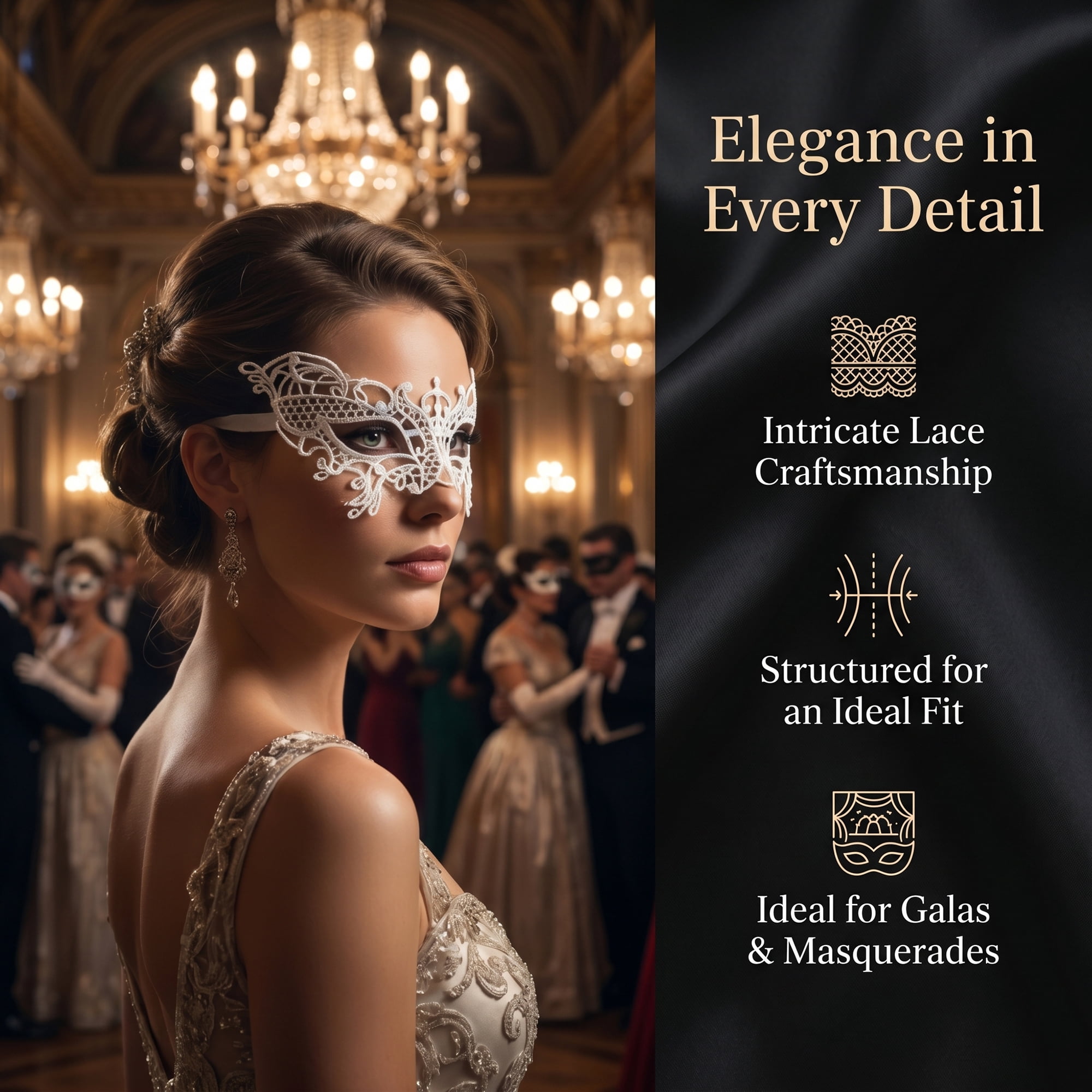 Unique Bargains 6-Pack Venetian Lace Eye Masks Set for Halloween Costume Party White Little Butterfly 8.7" x 5.1"