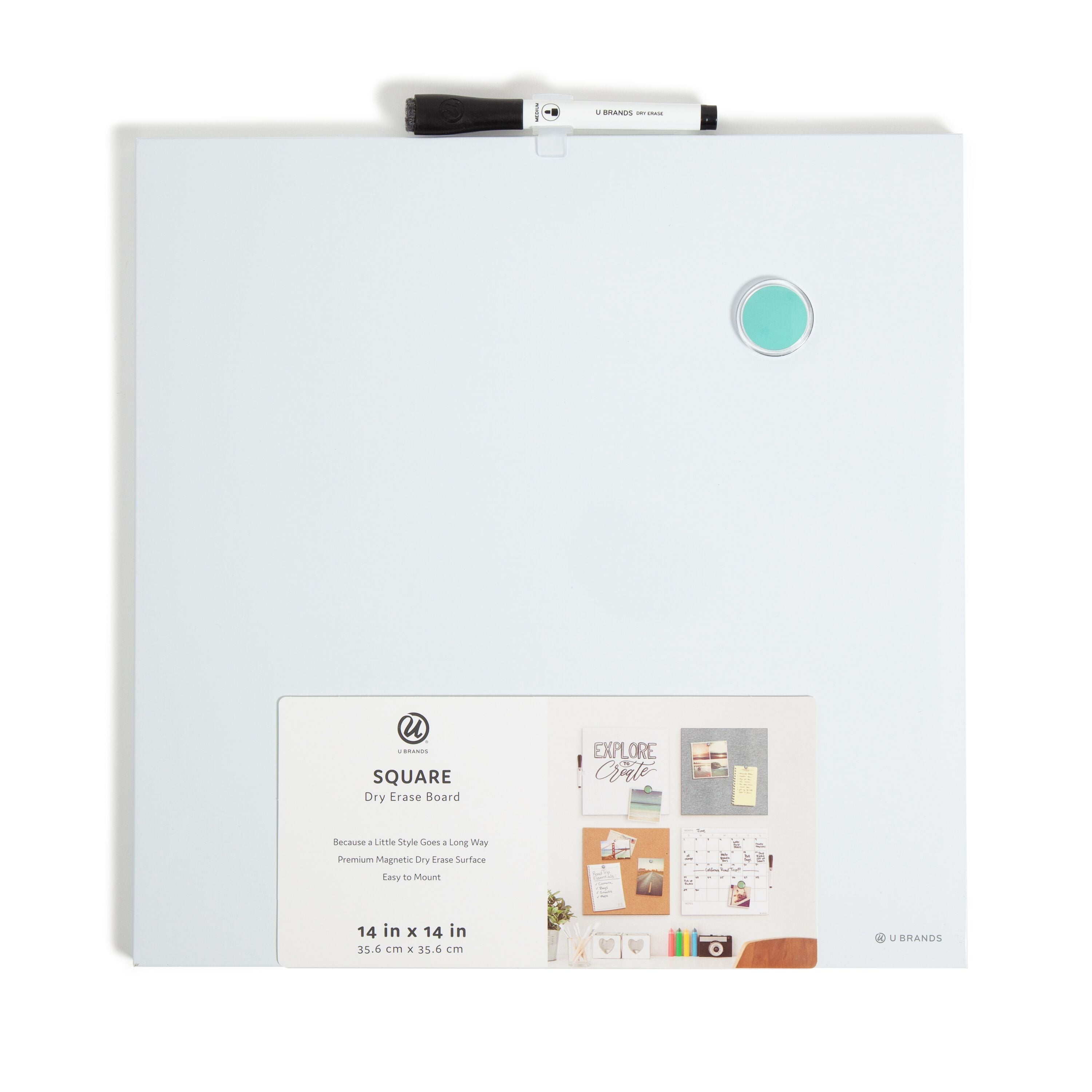 Staples TRU RED Magnetic Steel Dry Erase Board Satin Frame 2' x 2