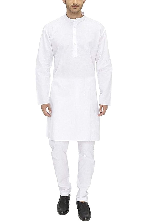 Men's White Cotton Kurta for Holi Festive (48)