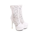 thumbnail image 4 of LNMQLPDBS Heels for Women 2022 New Spring and Autumn Season Mesh Lace Hollow Platform Super High Heel Women's Short Boots High Heels Shoes, 4 of 8