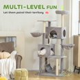 thumbnail image 3 of Large Light Grey Cat Tree with 2 Condos & 3 Hammocks - 66" Multi-Level Scratching Tower for Living Room & Bedroom - Stable, Plush Perch Cat Furniture, 3 of 7
