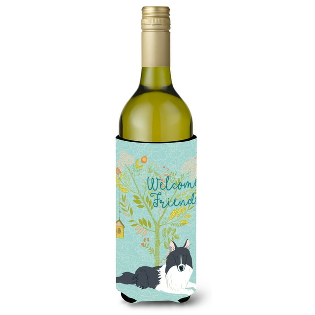 ""Caroline'S Treasures Welcome Friends Black White Collie Abrazadera decorativa para botella 750 ml multicolor""