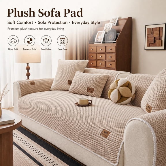 JUIKURY plush anti slip sofa cover pad, machine washable pet friendly thick furniture protection pad, dust-proof sofa pad, size (35.4*63in)