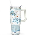 thumbnail image 2 of Cute Sea Turtle 40 Oz Tumbler with Handle Lid and Straw, Stainless Steel Double Walled Vacuum Insulated Cup, Cute Anniversary Wedding Birthday Gifts Tumbler for Women Men Friends Outdoor Indoor, 2 of 7
