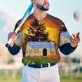 thumbnail image 4 of Fotbe Fall Village Scenery Baseball Jersey Shirt for Men and Women, Casual Short Sleeves Button Down T-Shirt-Large, 4 of 9