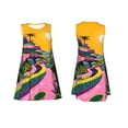 thumbnail image 7 of Naloa Retro Futuristic Landscape Print Women's Summer Spring Casual Beach Sundress,Vacation Sleeveless Tank Crewneck Loose Dresses, 7 of 7