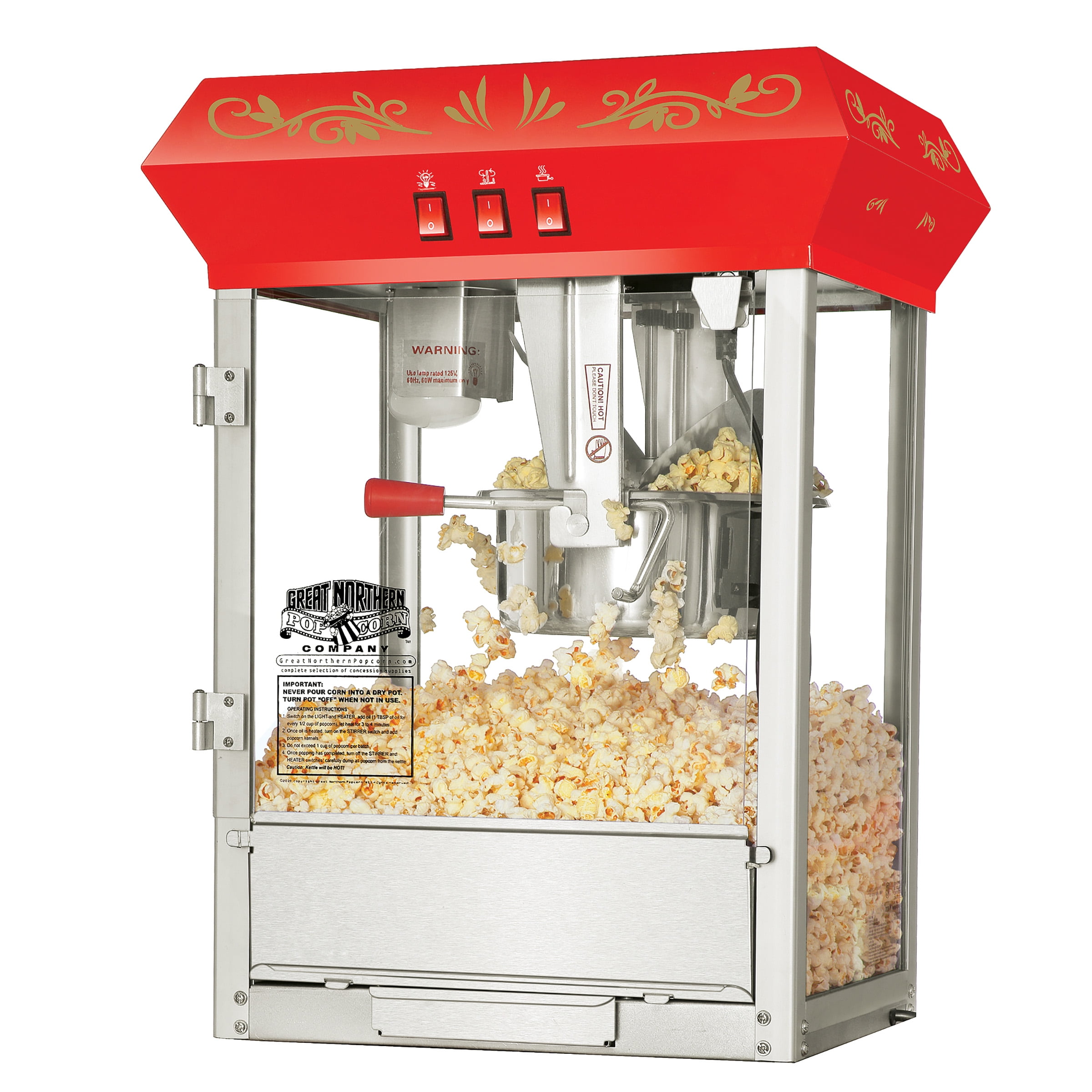 1370W Profi Pop-corn maschine Retro Popcornmaker Home Cinema Popcornautomat 8oz. 