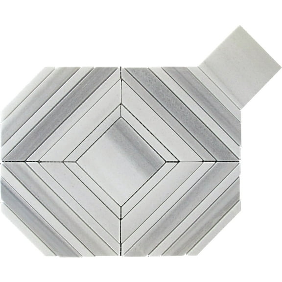 5 pack Gray 9-in x 11.3-in Polished Marble Floor and Wall Tile (3.53 sq ft/case)