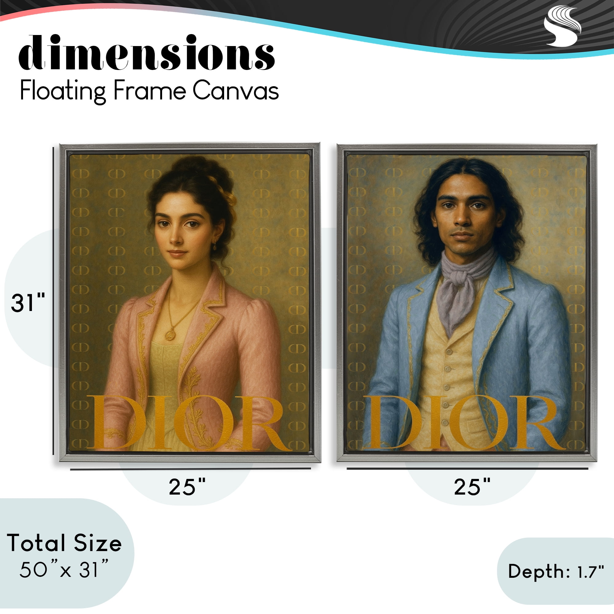 Stupell Industries Iconic Vintage Fashion Models 2 Piece Gray Framed Floater Canvas Set, design by Grotto Studios