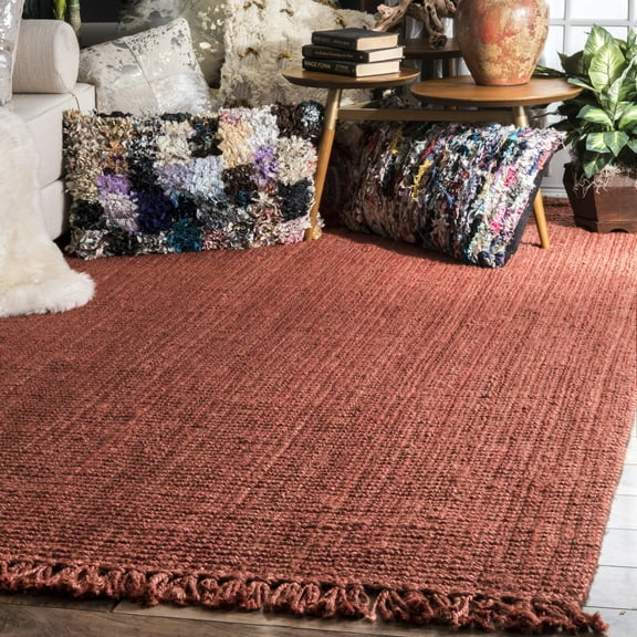 nuLOOM Daniela Chunky Jute Brick 8' 6" x 11' 6" Farmhouse Area Rug