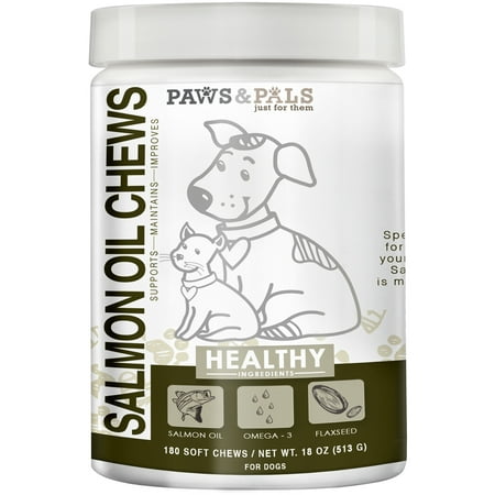 Paws & Pals Wild Alaskan Salmon Fish Oil Chews For Dogs - With Omega 3 & 6 For Cat Pet Supplement