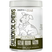 Paws & Pals Salmon Oil for Dogs Wild Alaskan Fish Oil Treat Supplements with Omega 3 and 6 (180 Count)