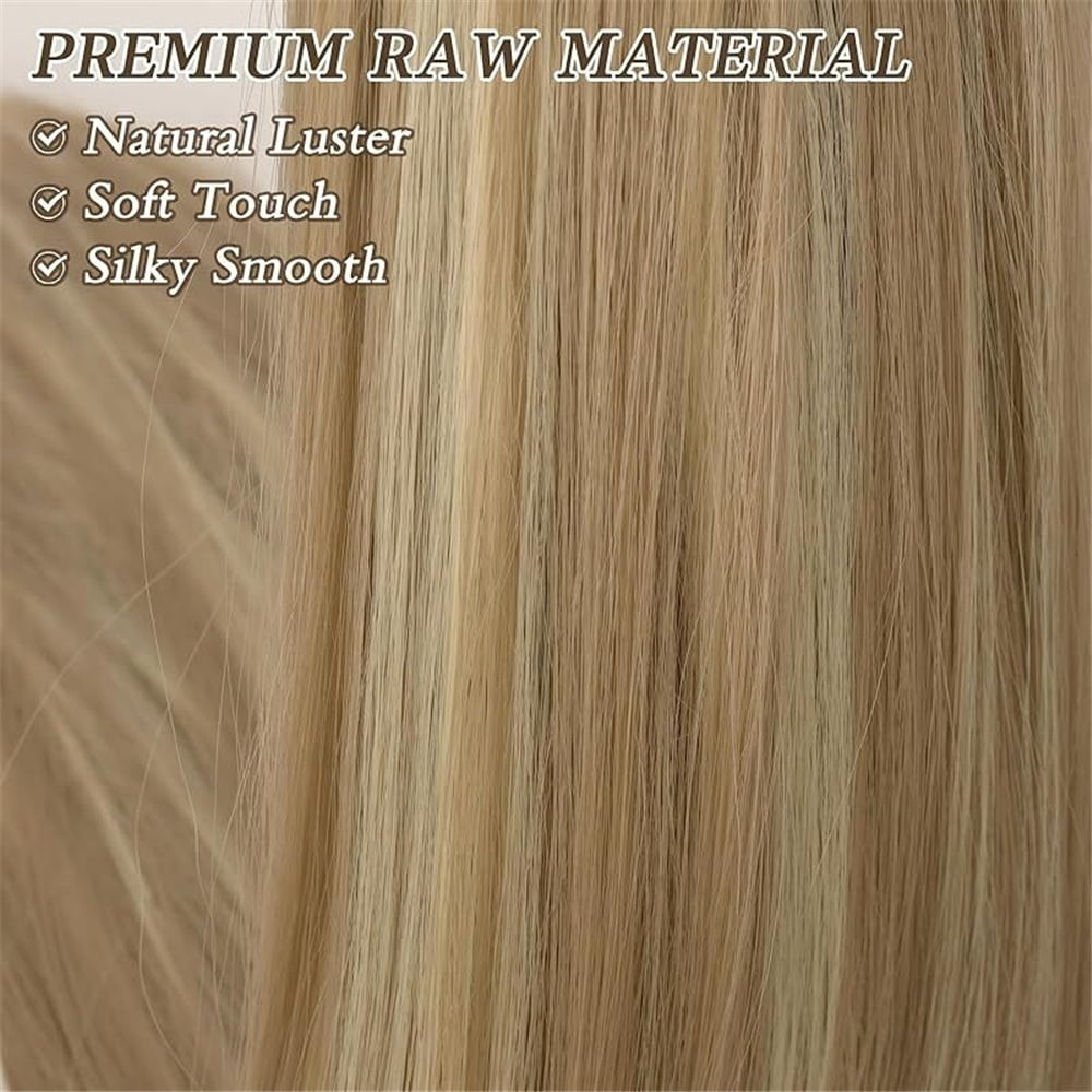 Remy Human Hair Extensions 16-26 Inches Long Straight Drawstring Ponytail Hairpiece P8/613 Highlights Bleach Blonde
