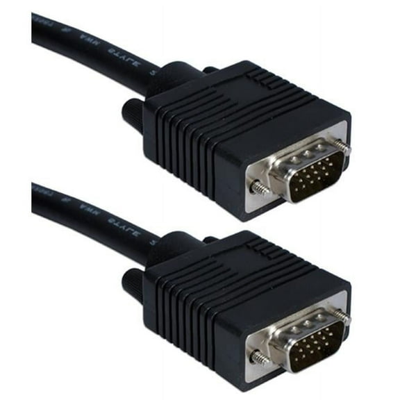 QVS CC388B-35 35 ft. Premium VGA HD15 Male to Male Tri-Shield Black Cable