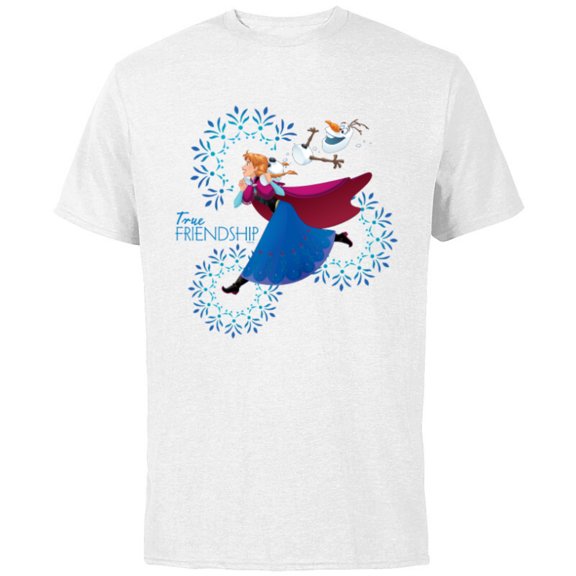 Disney Frozen Anna and Olaf True Friendship - Short Sleeve Cotton T-Shirt for Adults - Customized-White