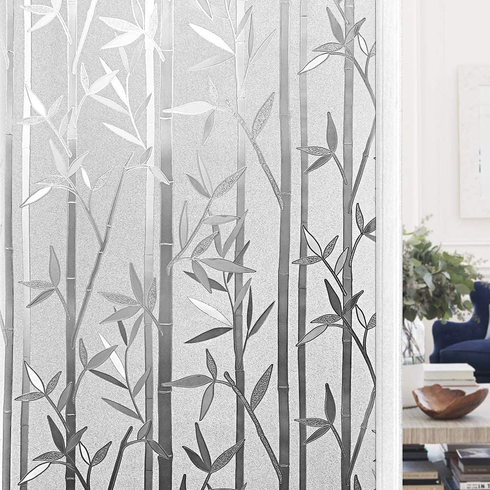 Bamboo Static Cling Window Films Frosted Glass Sticker Opaque Home Decor