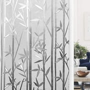 Bamboo Window Film for Privacy Frosted Glass 3D Decorative Look Static Cling Bamboo Window Film for Home Office