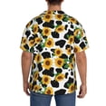 thumbnail image 3 of Lsque Cute Cow Print Sunflower C print Men's Cuban Collar Short Sleeve Shirt Summer Beachwear Casual Button Down Fashionable Vacation Leisure Shirt-Small, 3 of 7