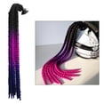 thumbnail image 4 of Trenzas para casco de moto, 60 cm, con gradiente de cola de caballo y rampa, para casco de moto Negro Violeta Azul, 4 of 8