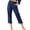 Navy, variant on LoyisViDion Women Casual Pants Solid Color Pockets Buttons Elastic Waist Comfortable Straight Pants White 12(XXL)