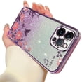 thumbnail image 6 of Compatible with iPhone Case,Glitter Flower Floral Clear Electroplated Bumper Camera Lens Protection Soft Shockproof Cover Phone Case (Blue,iPhone 12 Pro Max), 6 of 6