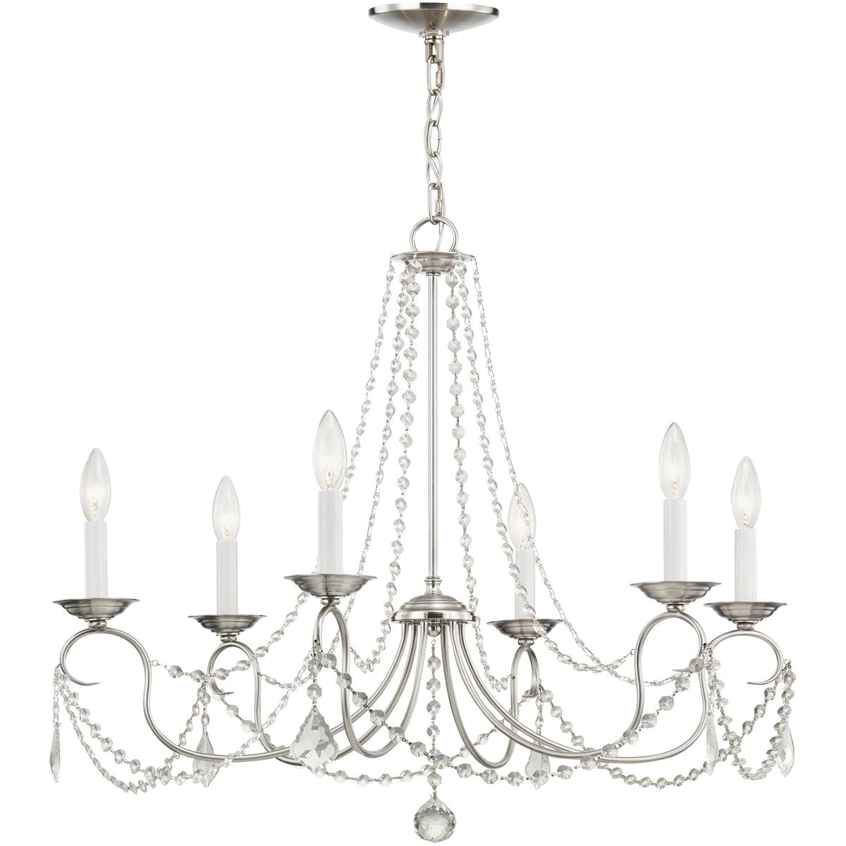 6 Light Brushed Nickel Chandelier with Steel base material