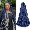 thumbnail image 1 of Trenzado para cabello, estilo francés, rizado, 22 pulgadas, azul oscuro, 8 paquetes, 1 of 9