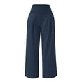 thumbnail image 4 of Linen Pants for Girls Casual High Waist Wide Leg Long Pants Kids Summer Beach Trousers, 4 of 4