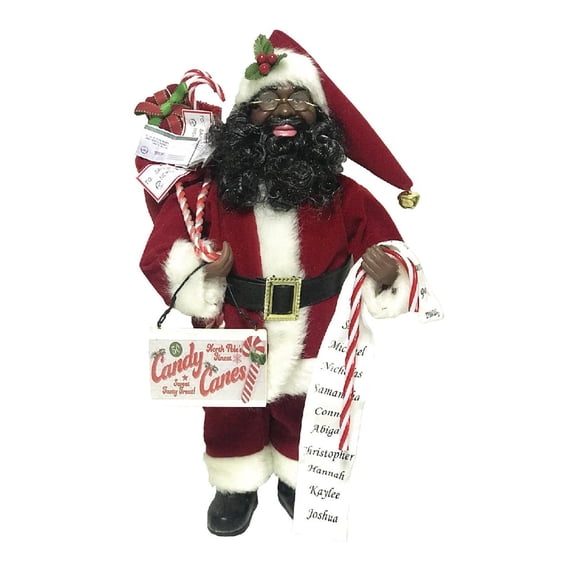 Santa's Workshop Indoor Home Christmas Decorative 15" Black Candy Cane Claus