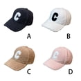 thumbnail image 2 of Qarigey Gorra de béisbol con letras C, sombrero de Color sólido, cómodo, transpirable, para otoño e invierno, decoración para la cabeza, sombreros Sombreros Negro Qarigey AP013321-01, 2 of 6