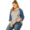 thumbnail image 1 of BluTop Floral Cuello Redondo Y Mangas Raglán 3/4 TalGrande PaMujer Azul XL, 1 of 6