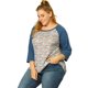 thumbnail image 1 of BluTop Floral Cuello Redondo Y Mangas Raglán 3/4 TalGrande PaMujer Azul 3XL, 1 of 6