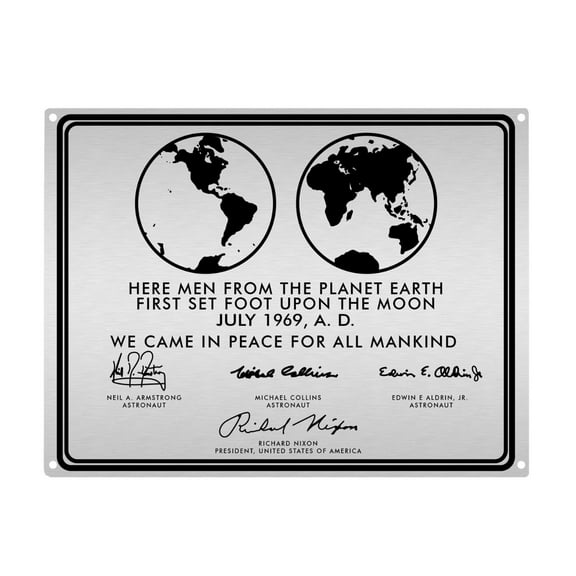 NASA Moon Landing Plaque Replica Aluminum Sign