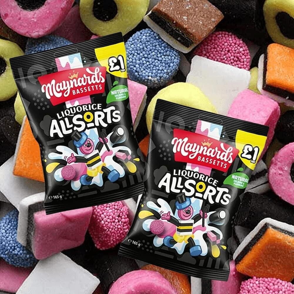 Maynards Bassetts Liquorice Allsorts Sweets Bag (165g x 6)
