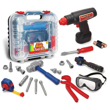 Durable Kids Tool Set, with Electronic Cordless Drill & 20 Pretend Play Construction Accessories, with a Sturdy