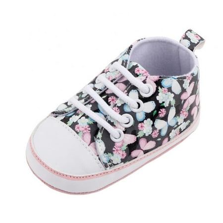 

Baby Boy Girl Canvas Sneaker Casual Soft Sole Anti-Slip Ankle Unisex Infant First Walkers Crib Shoe