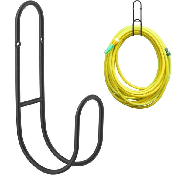 NOGIS Hose Holder Wall Mount, Water Hose Holder for Outside, Metal Hose Hanger Holds Up to 100Ft, Hose Hook for Garden Hose, Expandable, Hose Reel, Water Hose (Black)