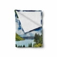 thumbnail image 2 of Nature Soft Flannel Fleece Blanket, Floral Mountain Meadow Valley by Lake with Blossom Petals Inspiration Picture, Cozy Plush for Indoor and Outdoor Use, 50" x 70", Purple Fern Green, by Ambesonne, 2 of 6