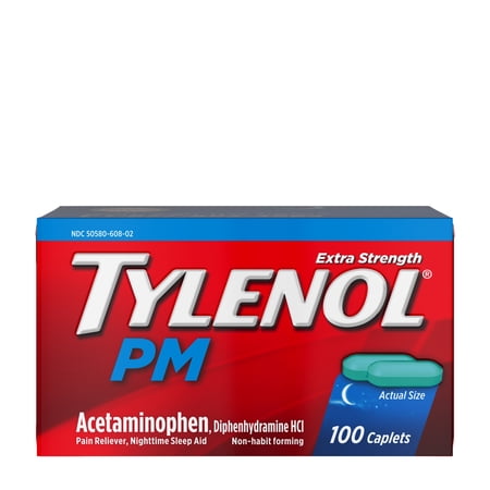 Tylenol PM Extra Strength Pain Reliever & Sleep Aid Caplets, 100 Count