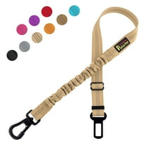 Plutus Pet Dog Seat Belt for Car, Adjustable with Carabiner Clip, Beige
