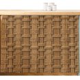 thumbnail image 2 of Vintage Rattan Small Cabinet Curtains 10"W x 11"L, Minimalist Abstract Wicker Texture Brown Sink Skirt Dust-Proof Short Curtain for Bathroom Vanity Storage Cubby Desk, Self Adhesive Privacy Drapes, 2 of 9