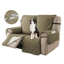 Lavish Cover 100% Waterproof Recliner Loveseat Cover, 2 Pieces Non-Slip Recliner Couch Slipcovers, Washable Furniture Protector with Pockets & Elastic Straps for Kids Pets, 2 Seaters, Khaki