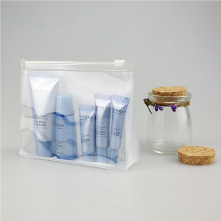 Plastic Bag For Makeup 2PCS Women's Plastic Transparent Cosmetics Bag Travel Bags Makeup Small Personal Stuff Organizer Case ()