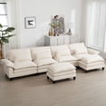 thumbnail image 4 of Tabaray 155" Oversized Modular Sectional Sofa, U Shaped Cloud Couch with Double Ottomans and Cushions, Ice Velvet Upholstered 6 Seat Sofa for Living Room, Home Sofa Set  (Beige), 4 of 11
