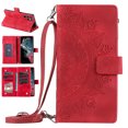 thumbnail image 1 of Nalacover for Samsung Galaxy S22 Ultra Embossed Floral Pattern PU Leather Crossbody Case with Shoulder Strap,Shockproof Magnetic Flip Stand Credit Card Slots Zipper Pocket Wallet Phone Case,Red, 1 of 13