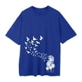 thumbnail image 2 of frariair ​Colorful Bloom Pattern Cotton T-Shirt With Relaxed Fit Design Perfect For Vacation Wear And Youthful Style Statements​ Blue, 2 of 5