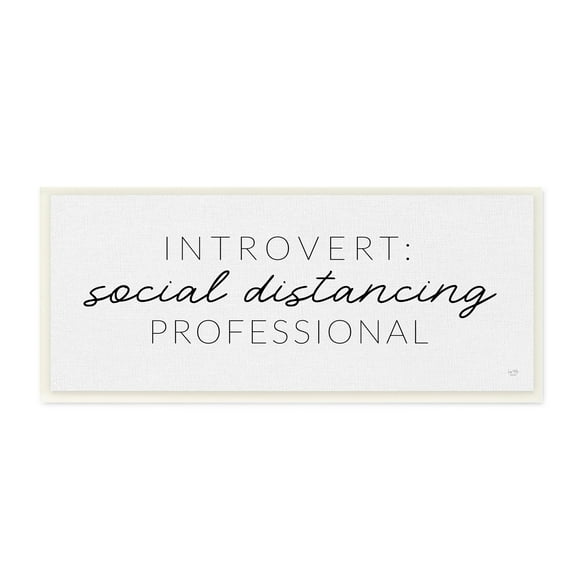 Stupell Industries Introvert Social Distancing Humor Minimal Black White Wall Plaque by LUX Me Designs