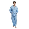 thumbnail image 4 of GLOBAL Men's 100% Cotton Long Sleeve Pajama Set, Breathable Lightweight Button Down Nightwear with Pants, S-3XL, 4 of 6