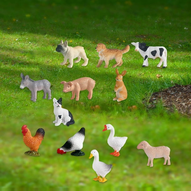 Milaget 12 Pieces Farm Animals Model Cognitive Toy Animal Toy Figurines Set for Boys